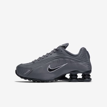 Nike Shox R4 - Nagyobb Gyerek Utcai Cipő - Sötét Szürke/Metal Titán/Fekete